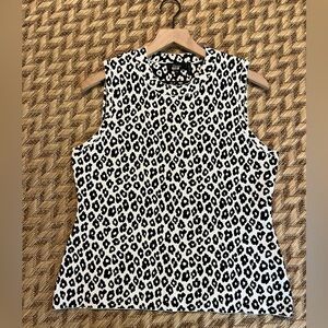 Theory Sleeveless Top - Women's XXL 2X Black White EUC - Leopard Print Scuba